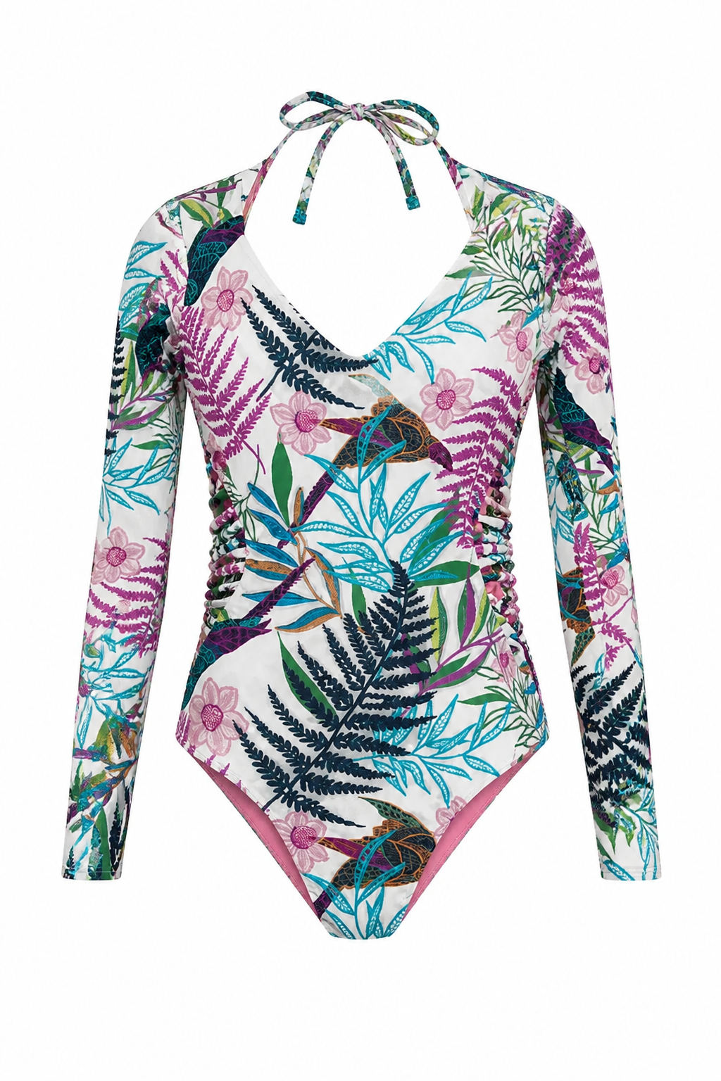 Long Sleeve Biodegradable Surf Paddle Yoga Top - Birds