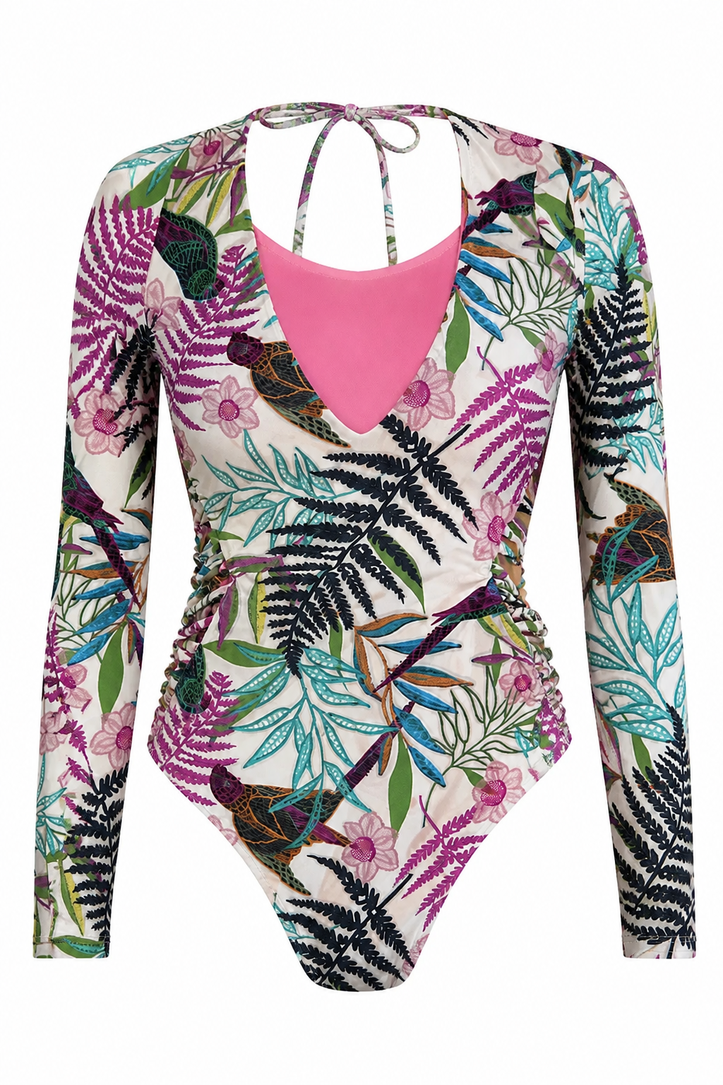 Long Sleeve Biodegradable Surf Paddle Yoga Top - Birds