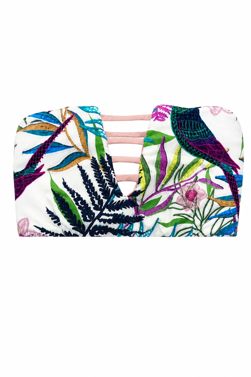 High Waist Bikini reversible bird/light pink TOP