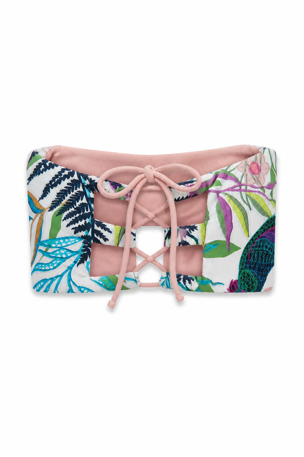 High Waist Bikini reversible bird/light pink TOP