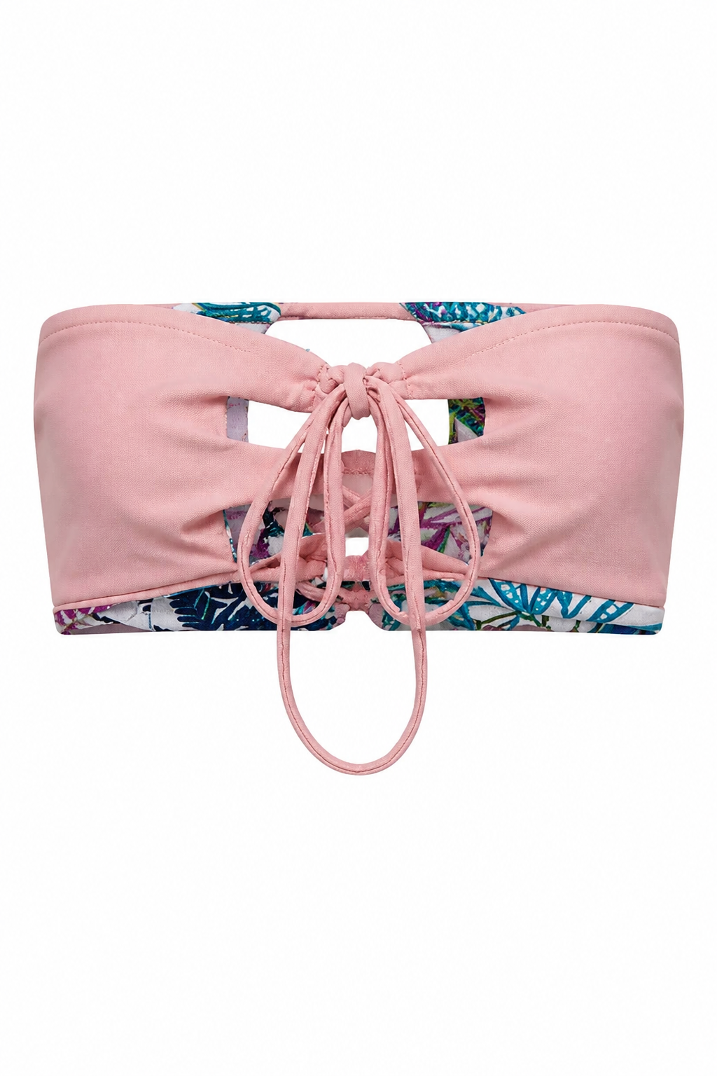 High Waist Bikini reversible bird/light pink TOP